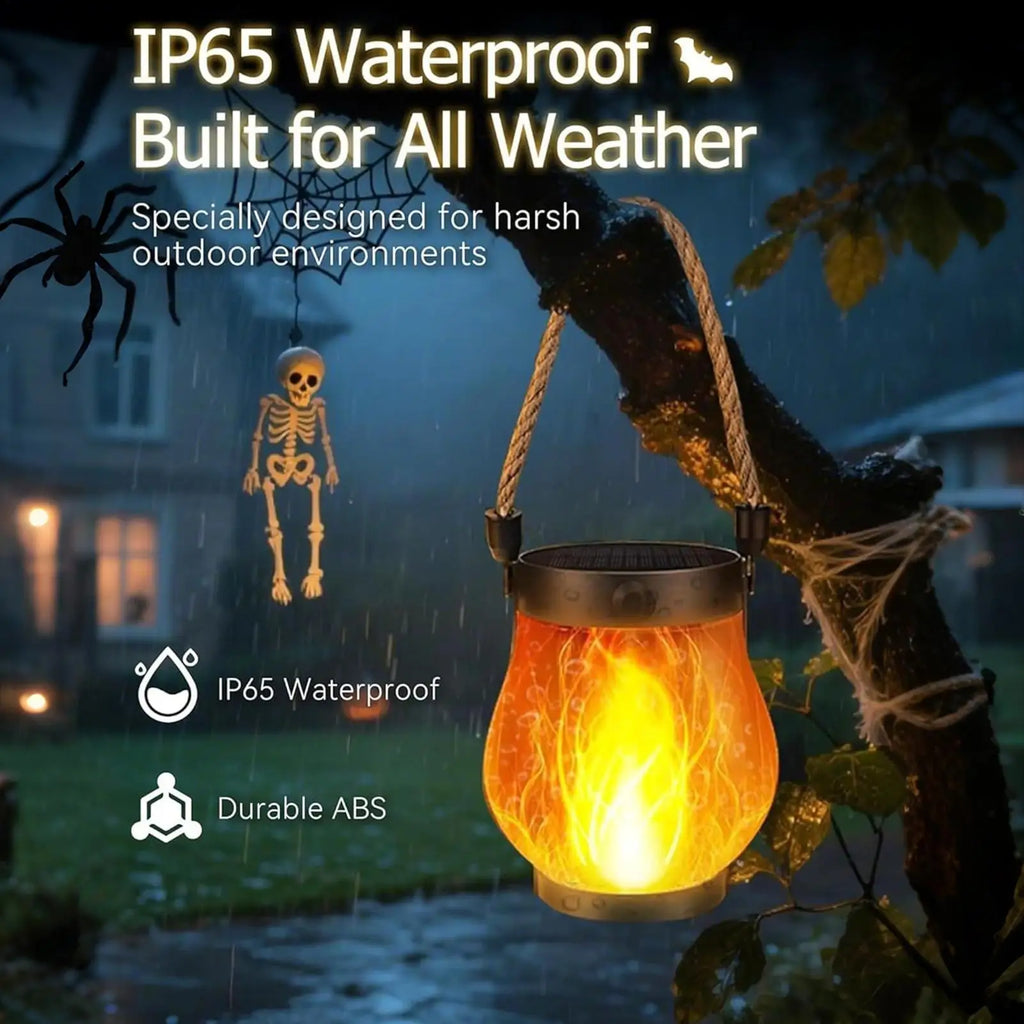 Solar Lanterns for Outside Solar-Powered Lanterns Outdoor Water-Resistant Flickering Flame Design USB Charging Ornament for Tree Qme