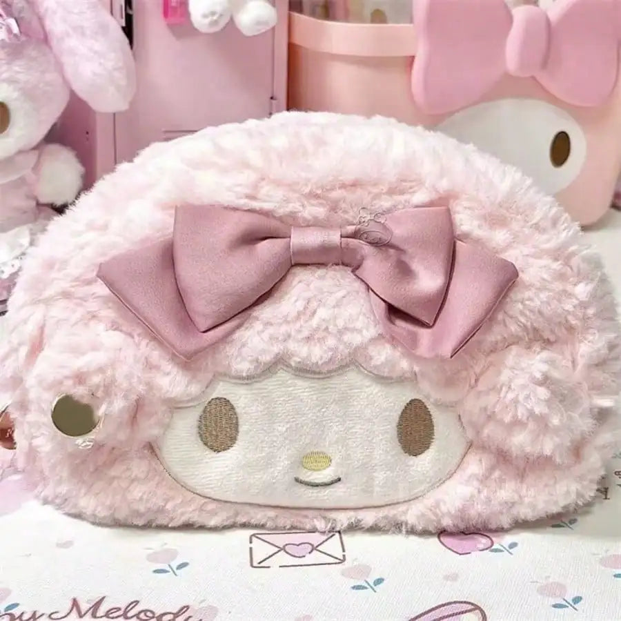 Sanrio KT Cat Plush Pencil Case High-value Cross Cute Bow Cartoon Qme