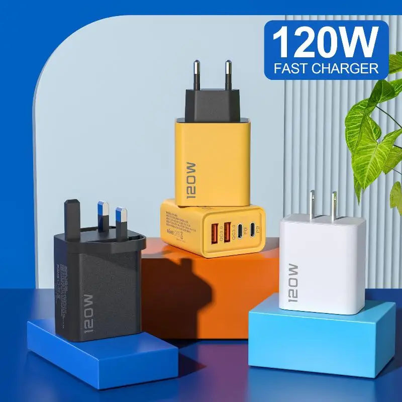 4 Port 120W USB C Fast Charger Station PD QC30 Wall Adapter Qme
