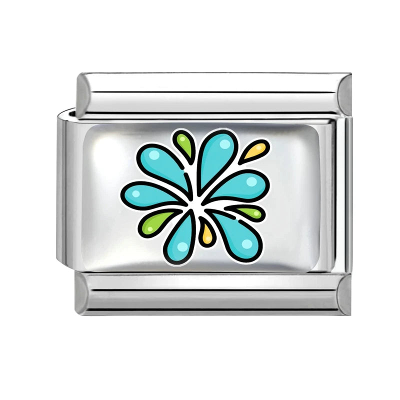 2026 Y2K Rainbow Heart Earth Blue Series Pattern Italian Charm Links