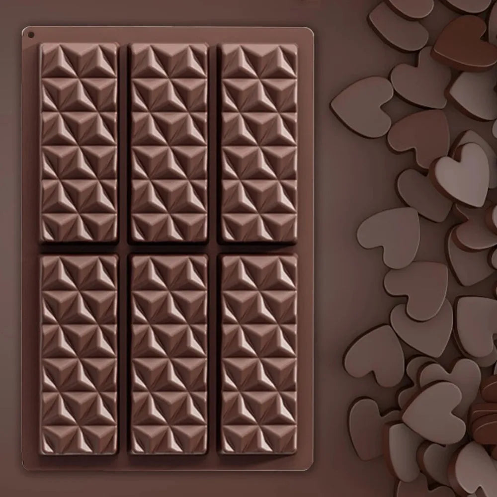 6 Cell Silicone Triangle Diamond Candy Mould DIY Chocolate Baking Qme