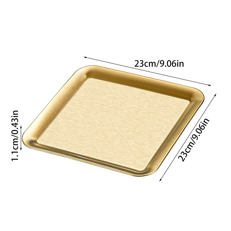 Cafe Restaurant Bathroom Tray Luxury Square Stainless Steel Serving Qme L Gold