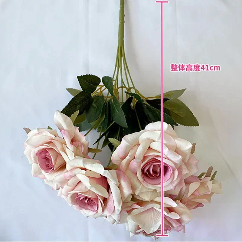 41CM Silk Screen Rose Artificial Flower Wedding Living Room Decoration Road Guide Bouquet, Artificial Flower Qme