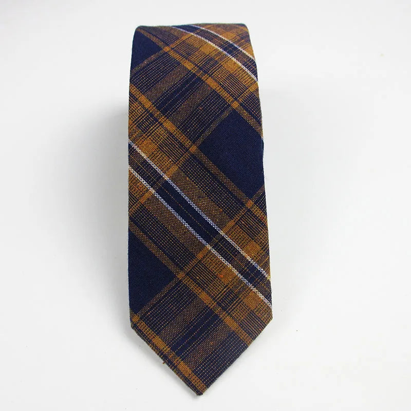 Fashion Woven Cotton Ties Men Skinny Neck Tie Wedding Casual Plaid Qme RT2