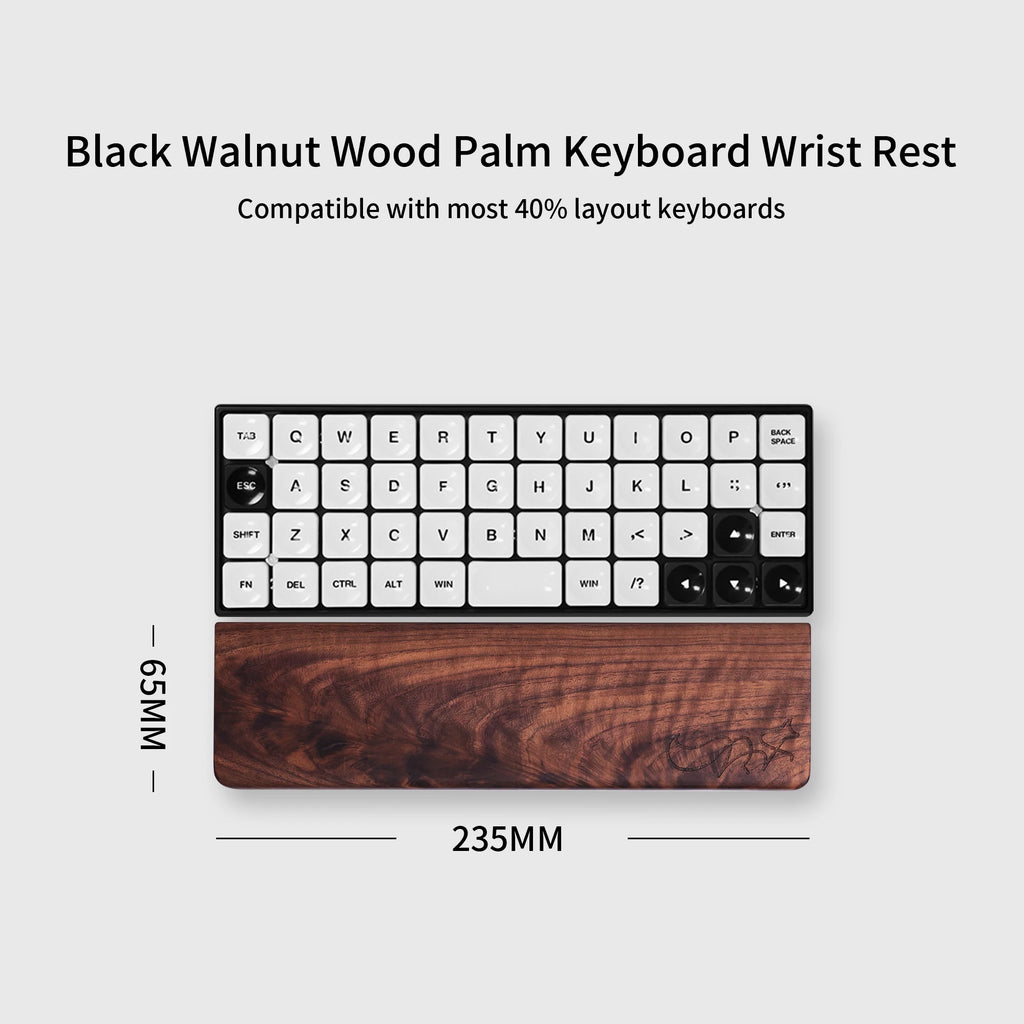 Chosfox 40 layout Black Walnut Wood Palm Wrist Rest Walnut Solid Pad Wrist Support Anti-Slip Base Mechanical Keyboard Wrist Rest Qme