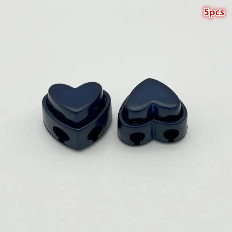 5pcs Colorful Garment Stoppers Heart-Shaped Plastic Cord Locks Double Hole Spring Toggle Anti-slip Stoppers Garment Accessories Qme Navy blue