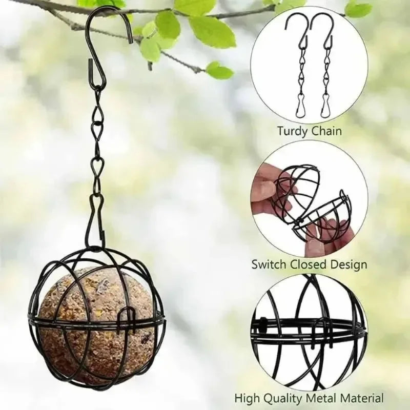 Metal Suet Ball Bird Feeder Hanging Chain Squirrel Proof Outdoor Qme