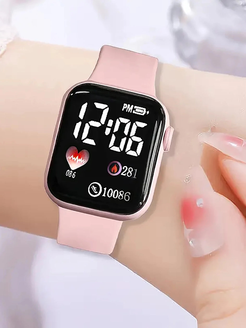 Love Pattern Electronic Watch And Butterfly Accessories Set Birthday Gift (No Box Included) Qme