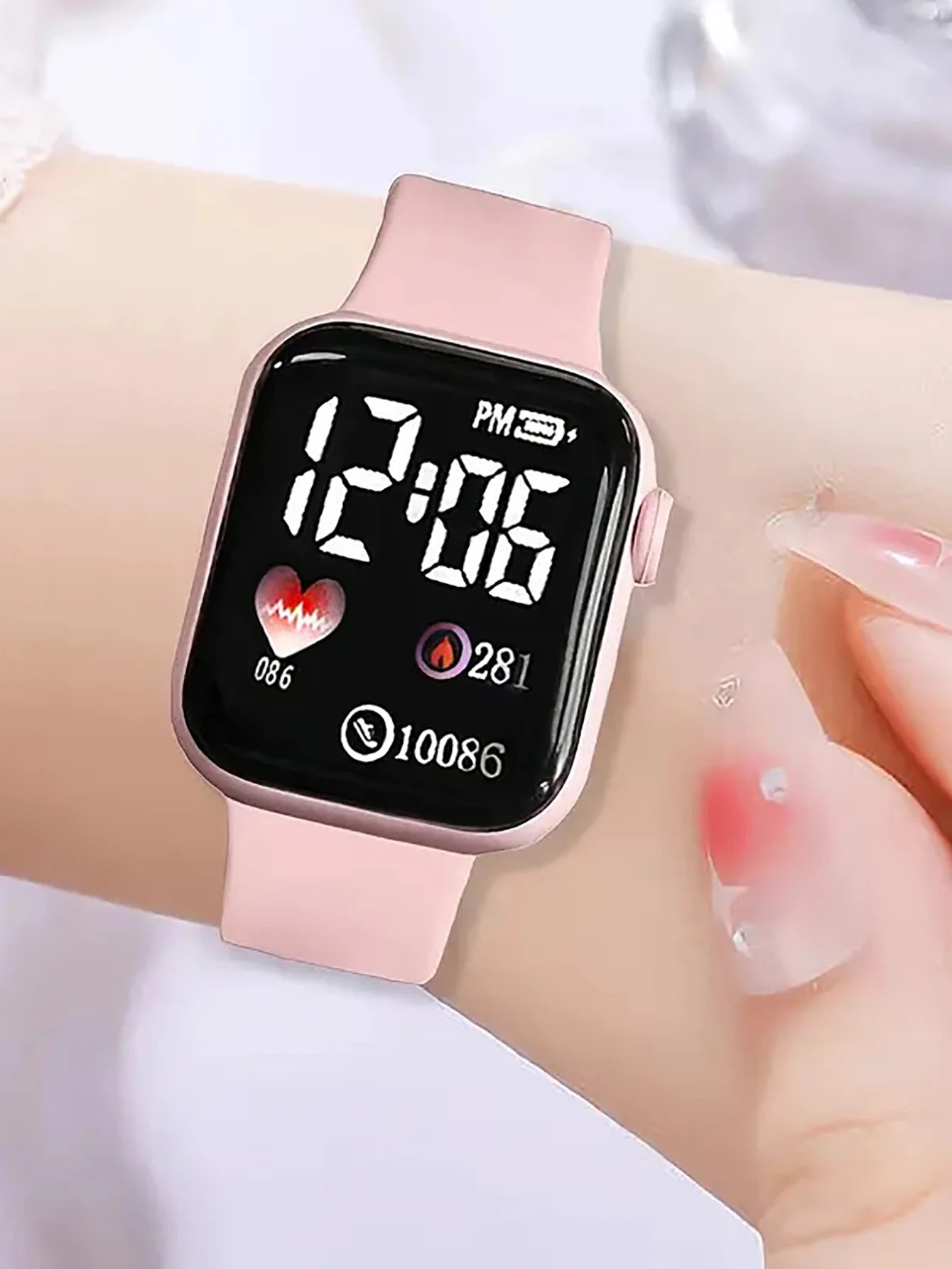Love Pattern Electronic Watch And Butterfly Accessories Set Birthday Gift (No Box Included) Qme