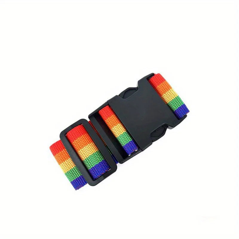 1 Pack Adjustable Luggage Strap, Suitcase Belt, Bright Color Travel Packing Strap With Quick Release Buckle Qme Rainbow