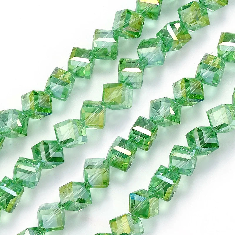 4-8mm Cube Crystal Glass Beads for Jewelry Making Faceted Square Crystal Glass Beads for Bracelet Earring Necklace DIY Craft Qme Color 5 6mm-78pcs