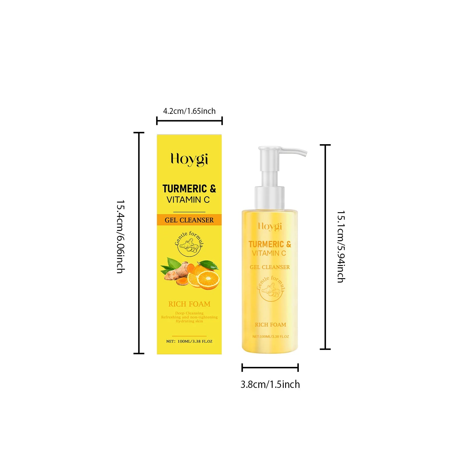 Turmeric Vitamin C Facial Cleanser Cleansing Refreshing Moisturizing for Soft Smooth Skin Purifying Brightening Facial Cleanser Qme 100ml Boxed