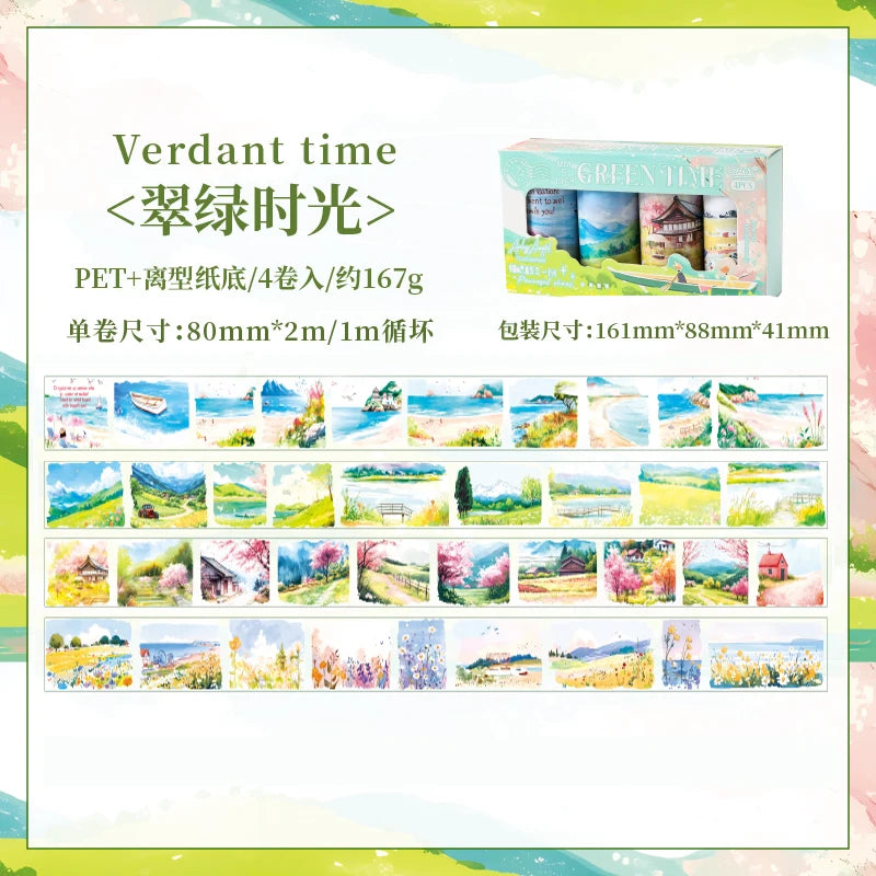 4 Rolls/Box 80mm*2m Big Size Washi Tape Box Set Scrapbooking Supplies DIY Adhesives Diary Collage Album Decor Stationery Tape Qme A 4 rolls per box