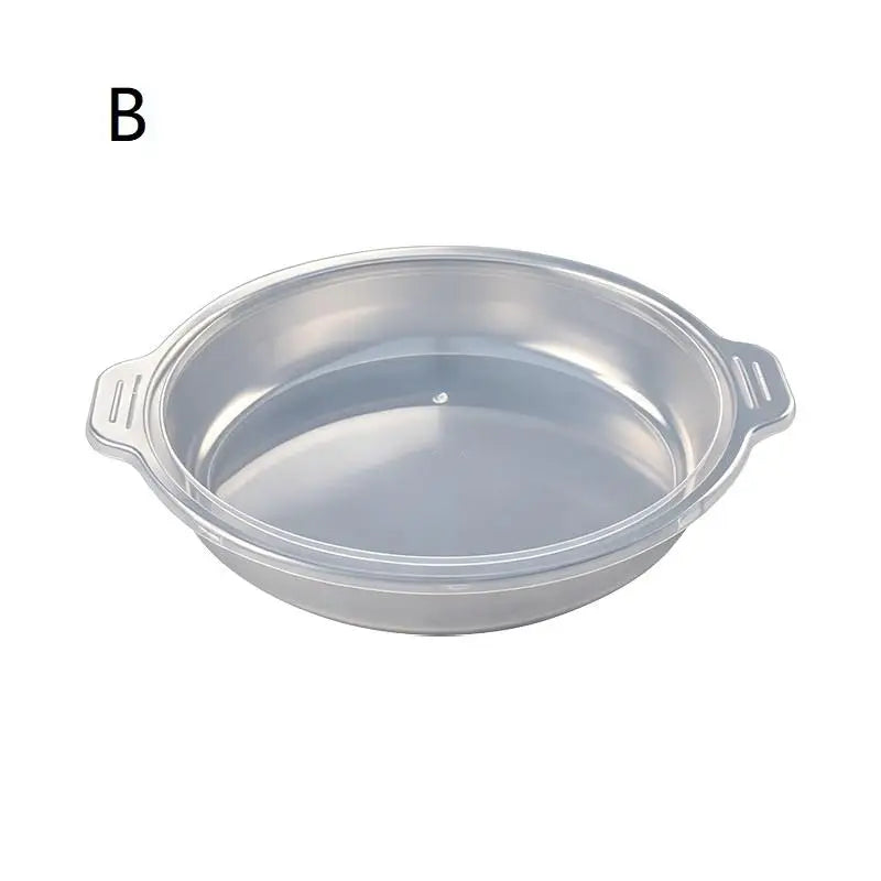 Round Stainless Steel Food Storage Container Lid Grade- Airtight Tray Qme B