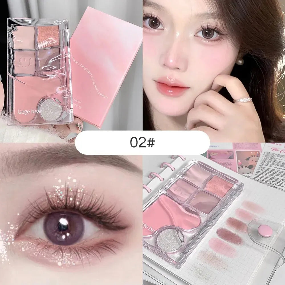 Pinky Heart Gege Bear Eyeshadow Palette Matte Pearlescent Earth Qme GX2006-2
