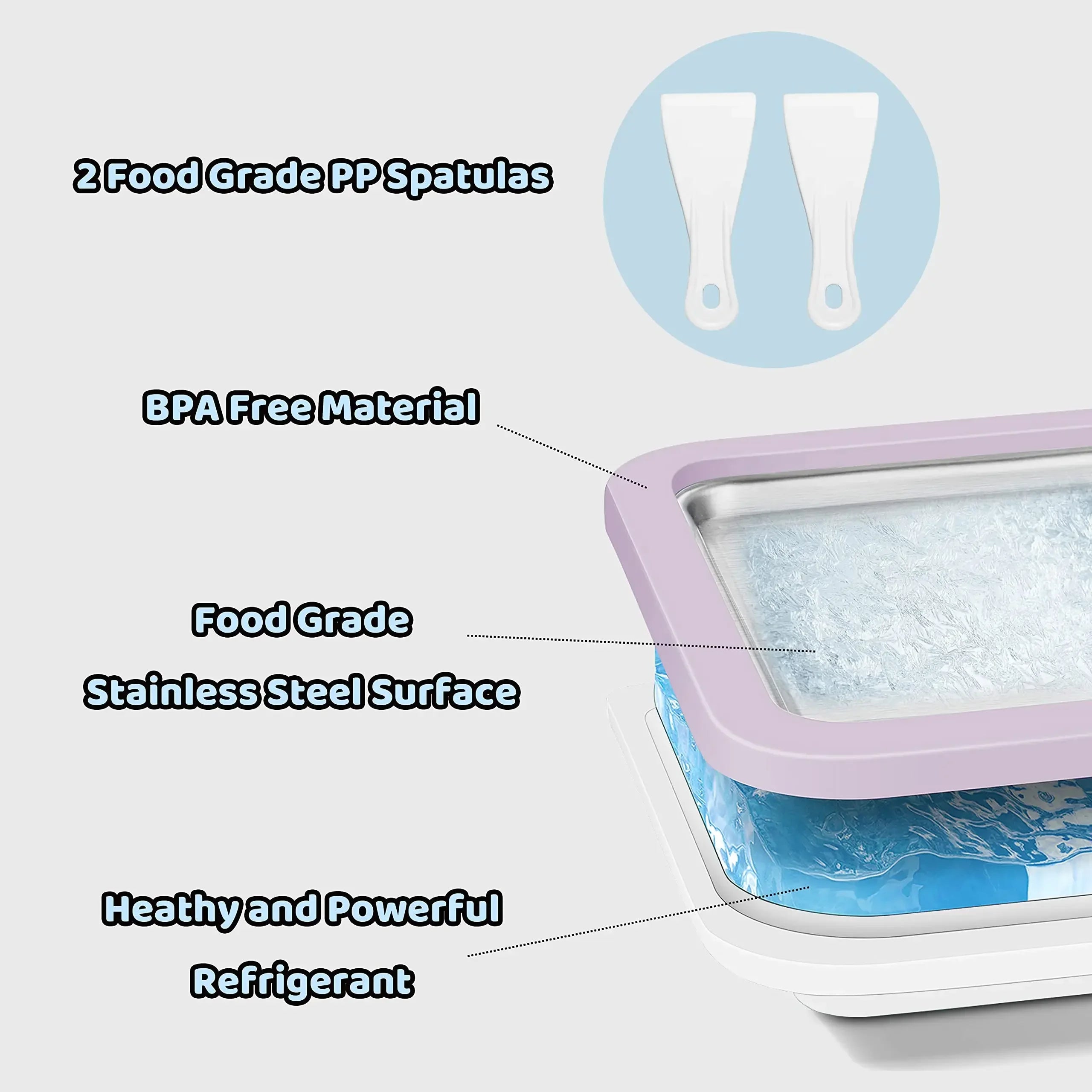 1PC Ice Cream Maker Stainless Steel Square Manual Ice Machine Instant Cold Plate With Dual Scrapers for Making Rolled Ice Cream Qme