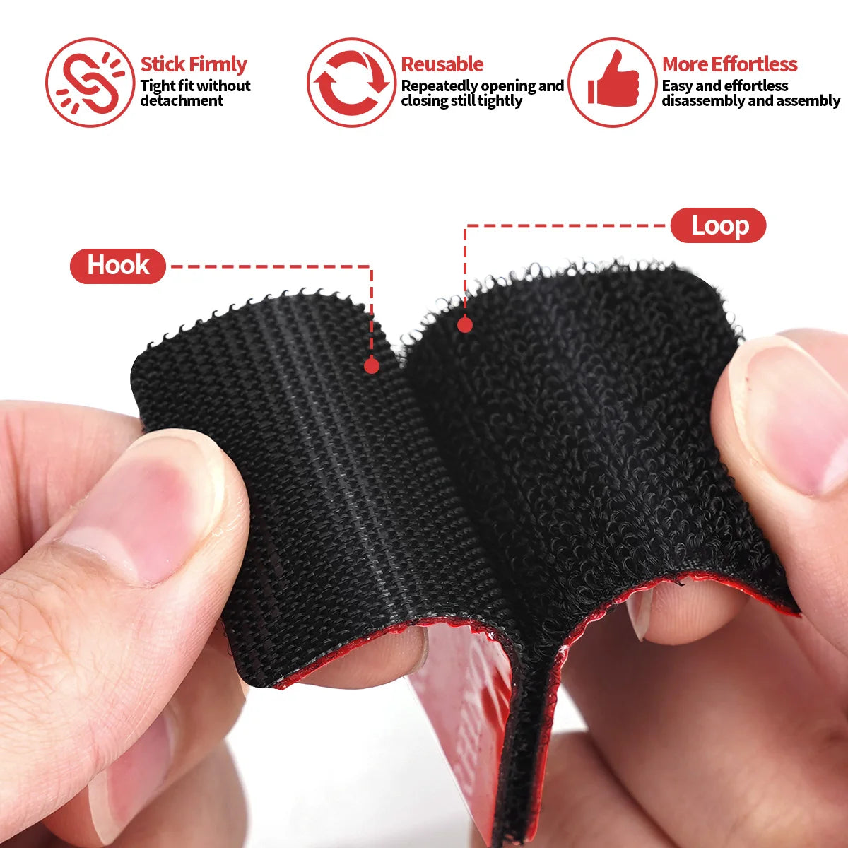 High-Adhesion Hook & Loop Pads Self-Adhesive Backing for DIY Floor Pads High Adhesion Heat-Resistant Hook and Loop Fasteners Qme