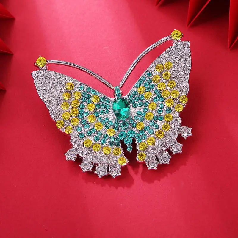 Fashion Exquisite Rhinestone Butterfly Brooches For Women Clothing Coat Jewelry Accessories Gift Qme