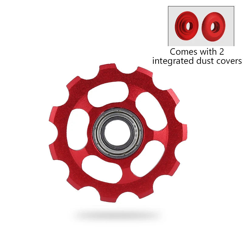 11T Bicycle Rear Derailleur Wheel Ceramic Bearing Pulley AL7075 Road Qme red
