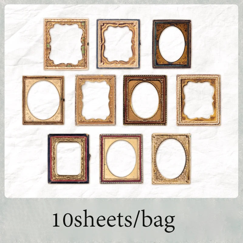 10 Sheets/Bag Window Frame Hollow Embossed Collage Cards for Scrapbook Journal DIY Planner Phone Case Notebook Decoration Gift Qme 4