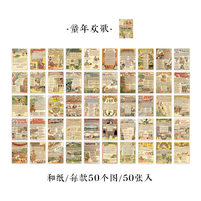 50 pcs Scrapbooking Adhesive Diy Sticker Vintage INS Stickers book for Decorative Diary Album junk journal supplies Qme F