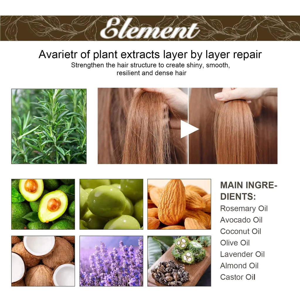 Natural Hair Growth Oil Rosemary Anti Hair Loss Regrowth Moisturizing Repair Anti Baldness Fast Hair Growth Serum Oil Qme