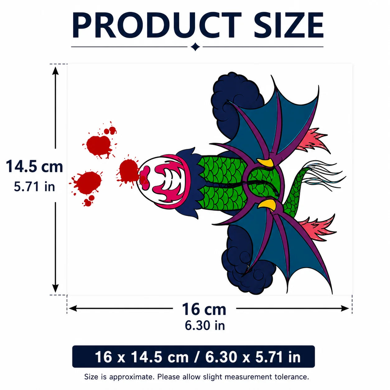 1 pc Temporary Tattoo Sticker, Colorful Fantasy Dragon Fish Body Art, Waterproof Party Festival Tattoo for Women Men Qme huaqiangB