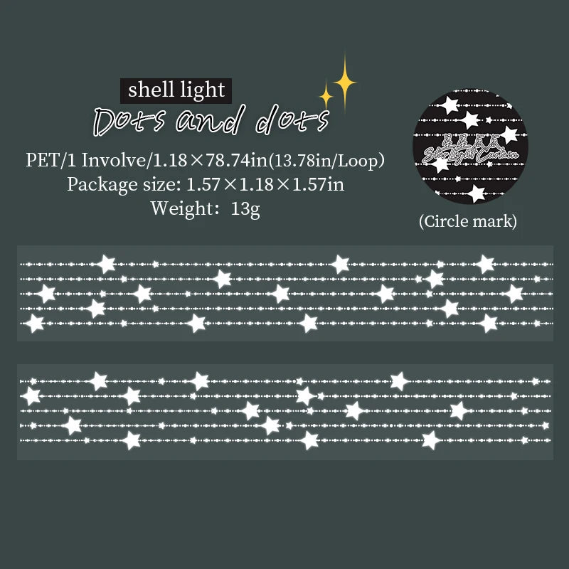1 Roll Glitter Star String Light Fringe Themed Decorative Tape for Scrapbooking DIY Frame Collage Laptop Phone Cup Luggage Guita Qme S23968-6