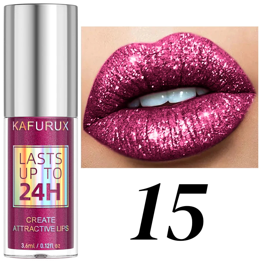 20 Matte Shiny Glitter Liquid Lipstick Lip Gloss Diamond Makeup Qme 15