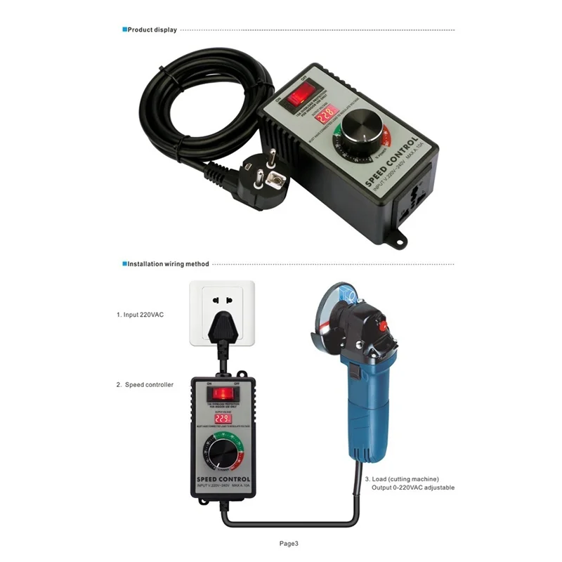 A02F-4000W Variable Voltage Regulator Grinders Controller Speed Controller Frequency Converter Qme Black EU PLUG NONE