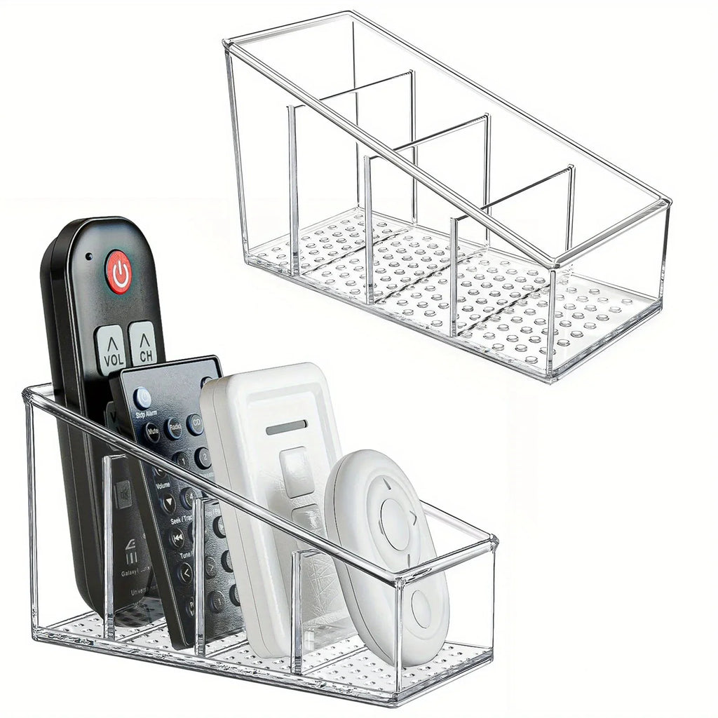 1pc Remote Control Holder, Desk Organizer, 4 Compartments Makeup Brush Holders With Different Heights For Home Qme
