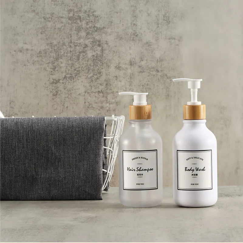 Dish Soap Bottle with Wood Pump Liquid Soap Dispenser Hand Soap Lotion Container Refillable Jars for Kitchen Bathroom 500/300ML Qme