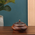 Walnut Retro Solid Wood Round Incense Burner High-end Atmospheric Qme Default Title