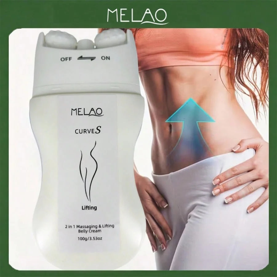 MELAO CURVES Lifting Belly Cream 100g with Massage Device, for Tummy Tightening, Skin Firming, Postpartum Care Qme Option 1 100g