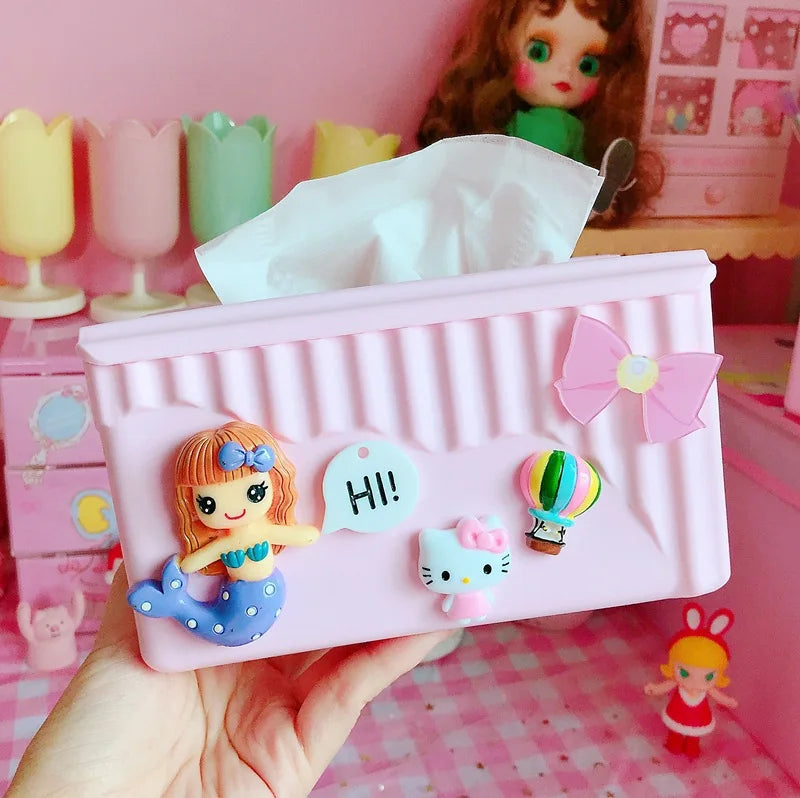 Hello Kitty Pink Creative and Cute Tissue Box Bathroom and Household Tissue Holder, Living Room Plastic Napkin Holder Qme 1