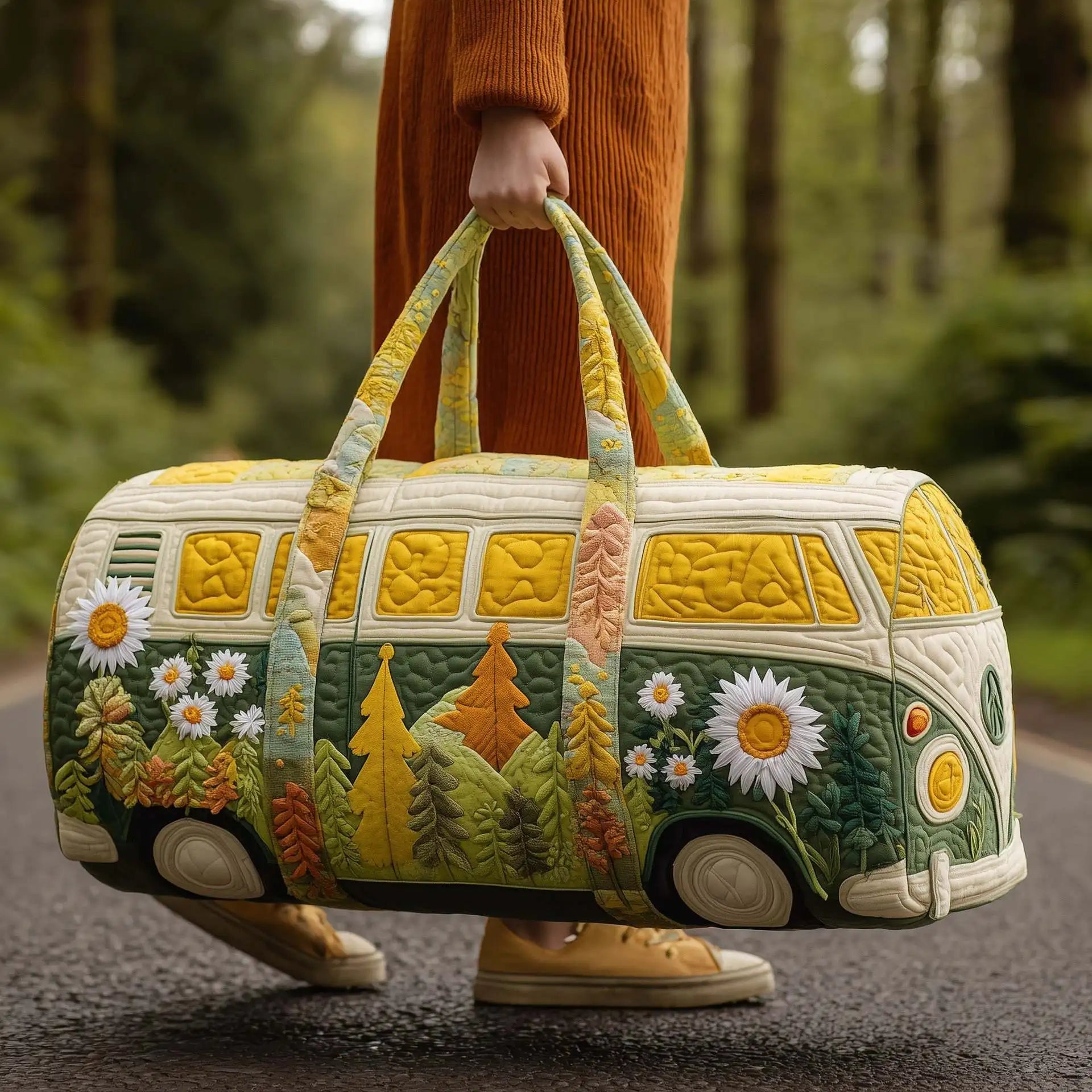 Women 3D Quilting Craft Travel Duffel Bag Fashion Sun Mountain Forest