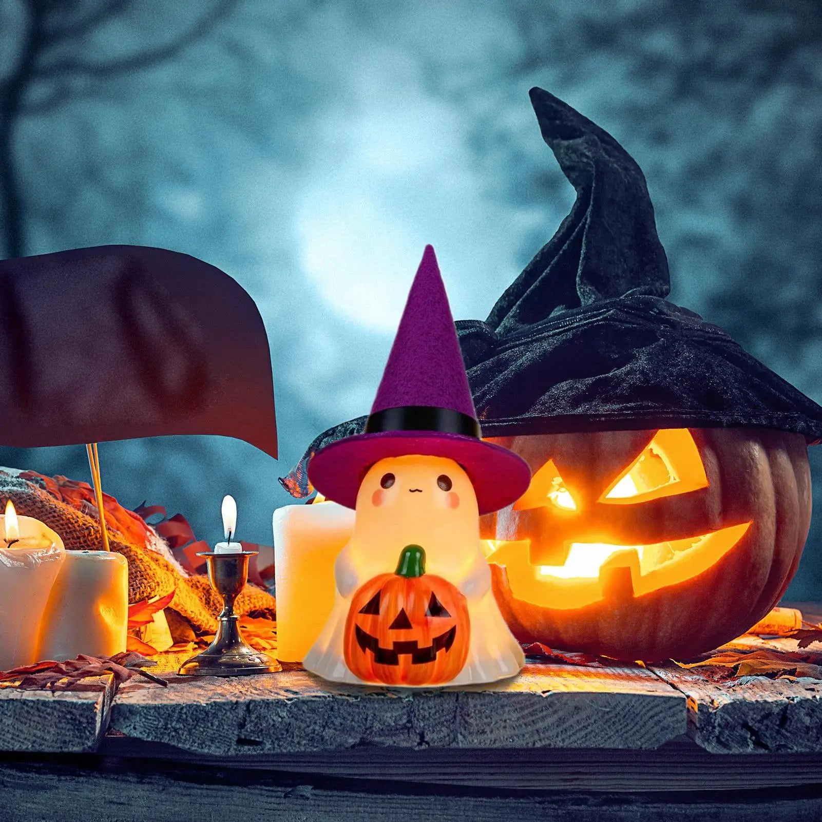 Light Up Ghost Halloween Decor Resin Decorations Indoor Led Spooky Qme