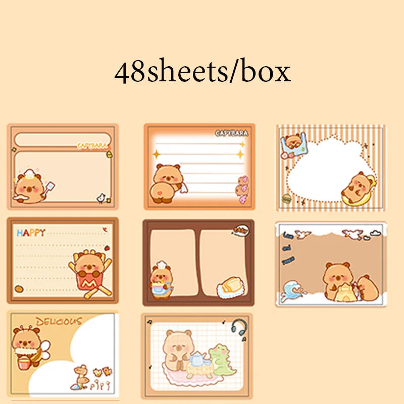 40 Sheets/Bag Cute Capybara Pull Tab Notes for DIY Scrapbooking, Meeting Memo, Schedule Reminder, File Management, Study Office Qme BROWN