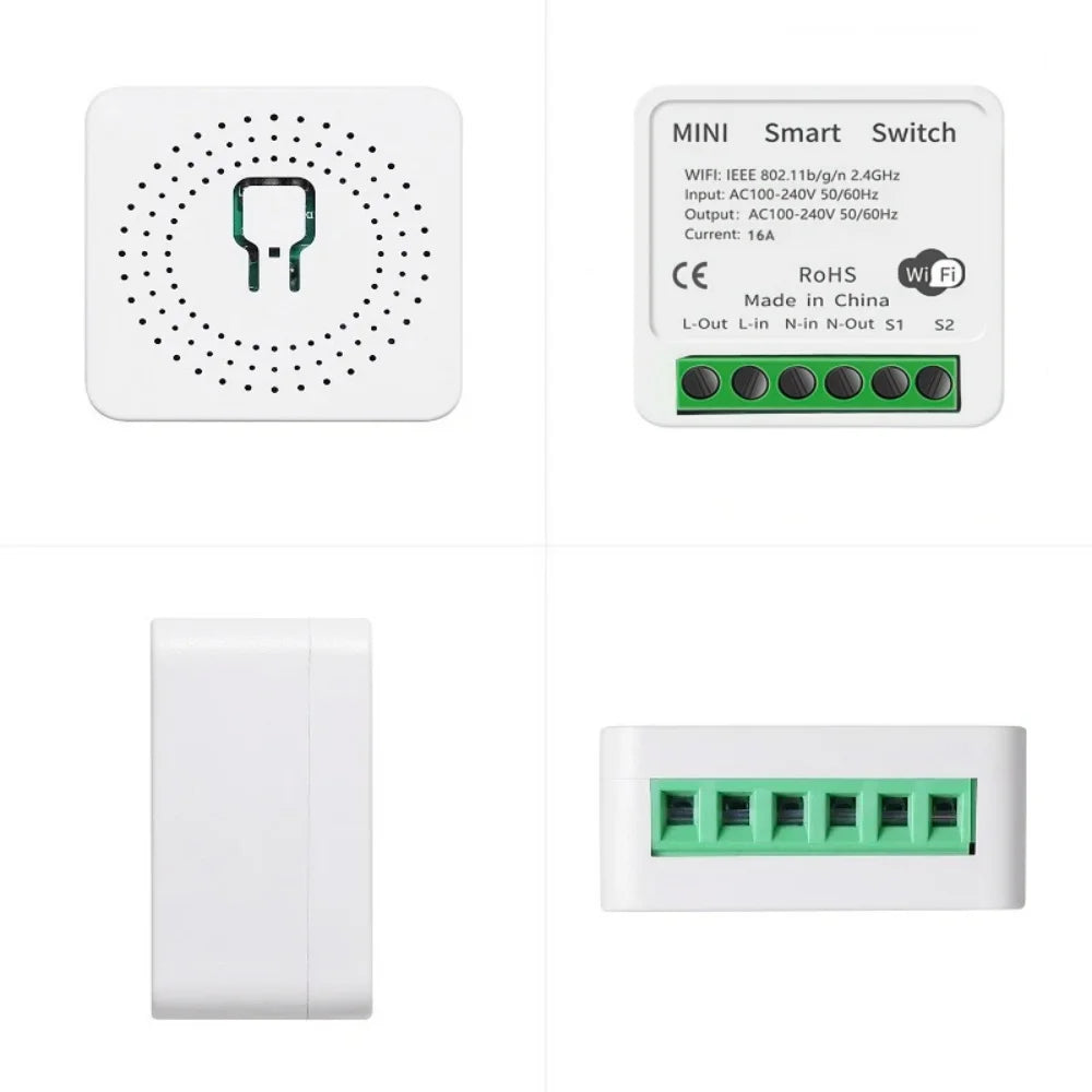 16A 2-way Control Tuya WiFi Smart Switch with Energy Monitor Switch Mini Smart Breaker Smart Life Control Alexa Via Google Home Qme