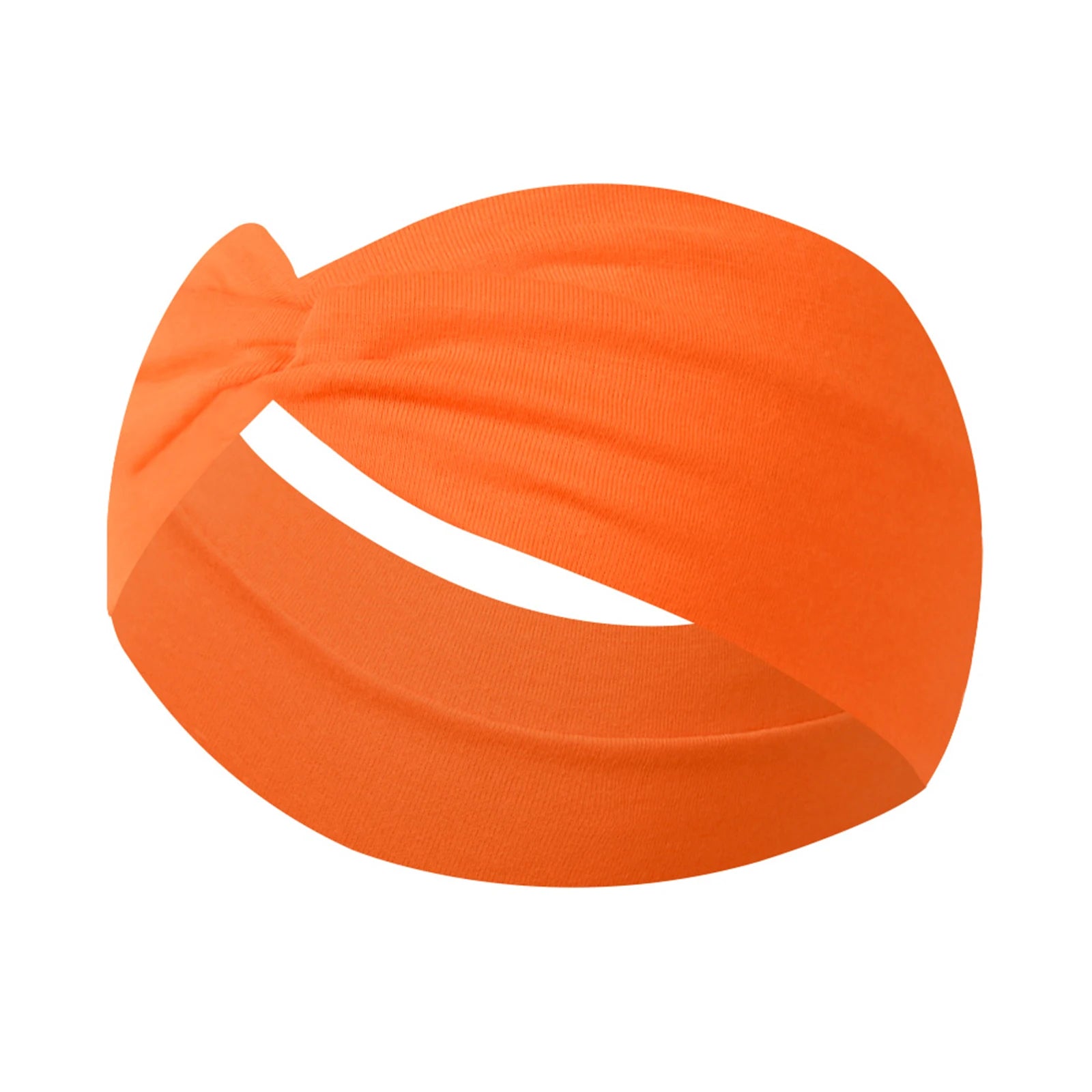 Unisex High Elastic Running Fitness Headband for Sports Yoga Solid Sweatproof Elastic Cotton Headscarf Wash Face Shower Supplies Qme Saffron