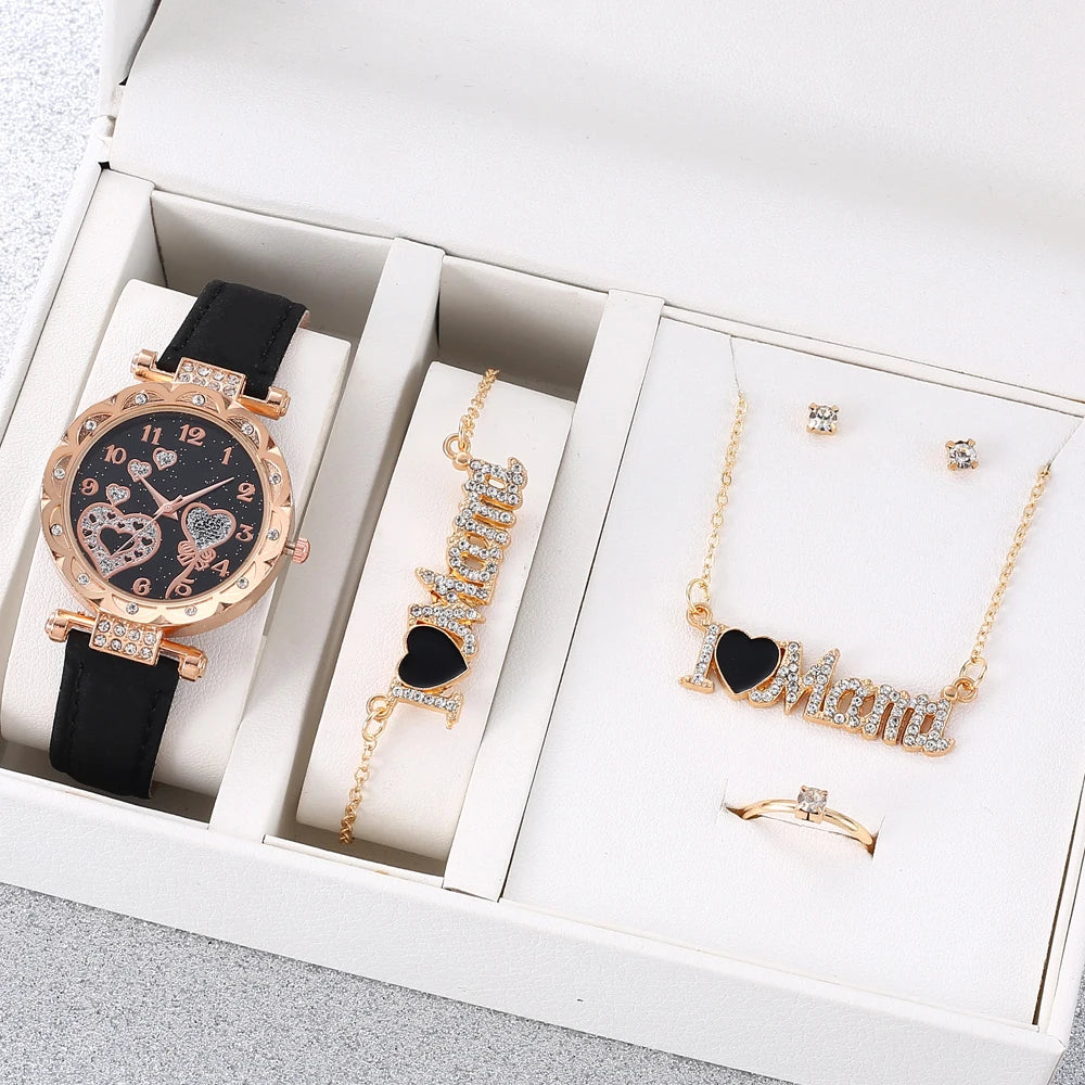 Fashionable and minimalist belt watch for women, casual student quartz women's watch manufacturer, 1pcs and set Qme 6pcs 2