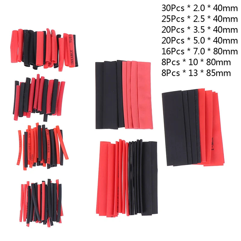 127Pcs Weatherproof heat shrink sleeving tubing tube assortment kit black glue. Qme 127pcs