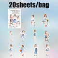 20 Sheets Summer Theme Stickers for Scrapbooking DIY Journal Planner Collage Art Phone Case Decoration Craft Supplies Qme 2