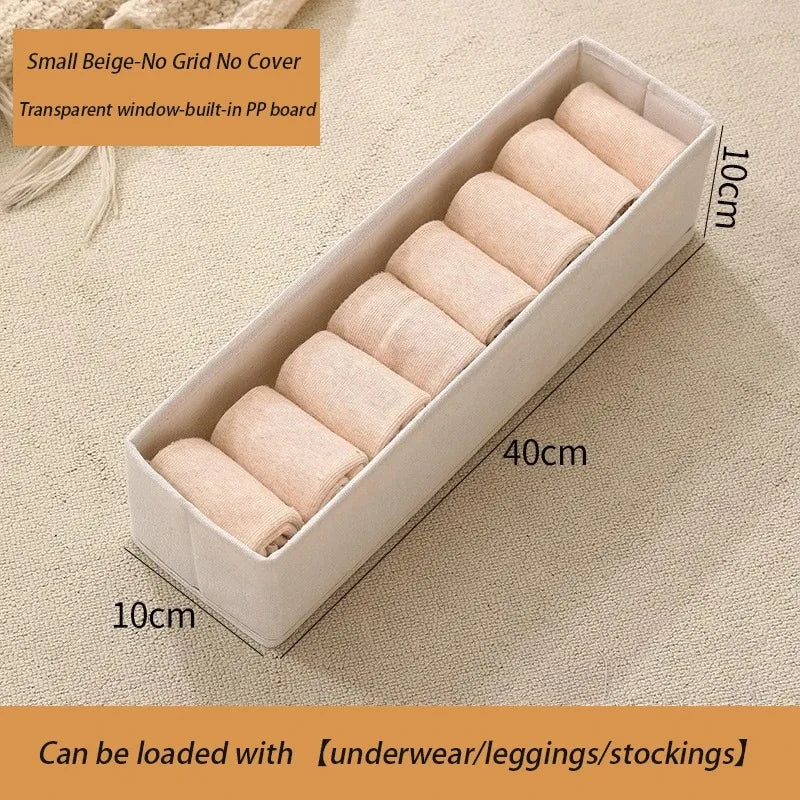 Household Organization Pants Storage Box Clothes Organizers of Cabinets and Drawers Fabric Foldable Boxes for Bedroom Wardrobe Qme Beige S