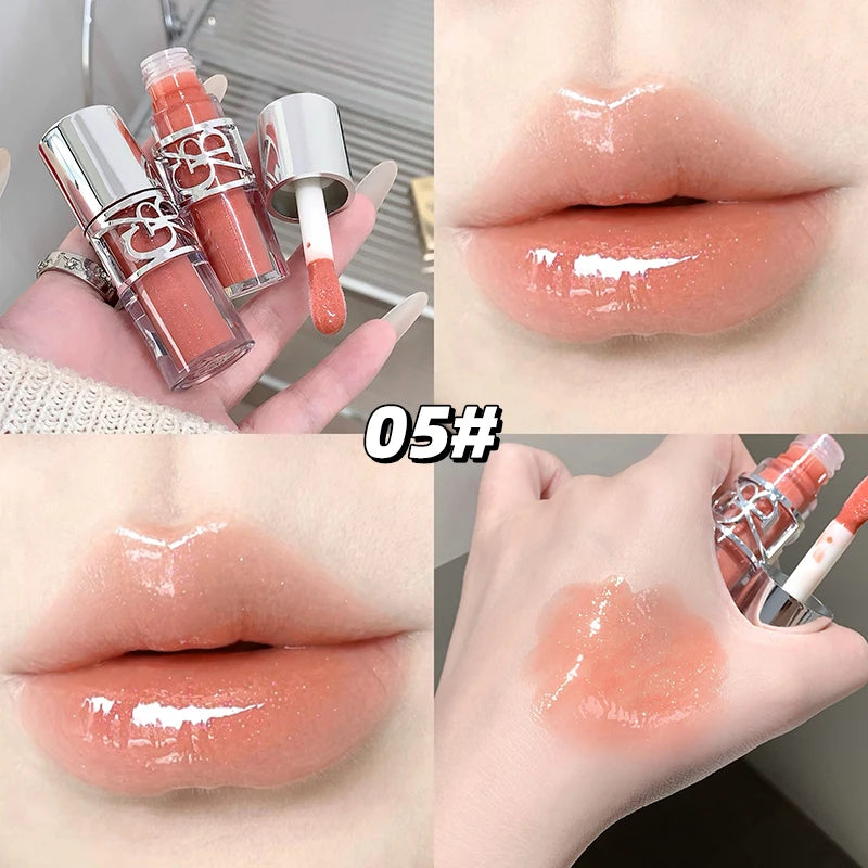 Gege Bear Glittering Mirror Lip Glaze, Watery Shimmering Light Lip Gloss Makeup 8 Colors, Hydrating Moisturizing, Long Lasting Qme GX1390-5