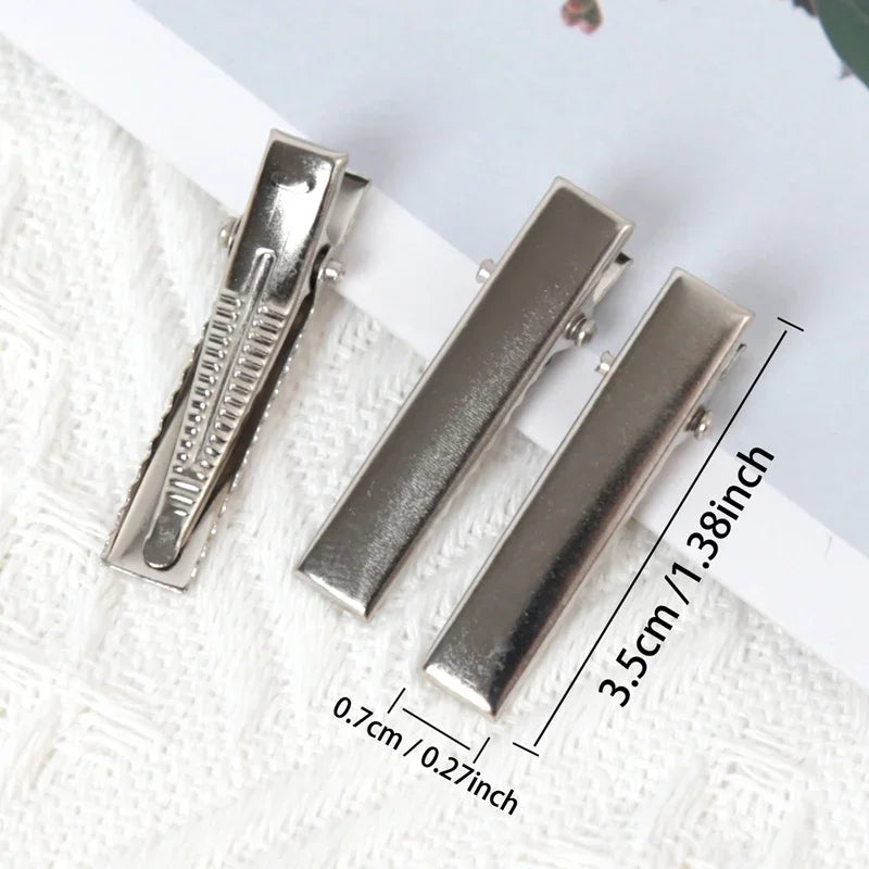 Metal Alligator Hair Clips Duckbill Blank Setting Base DIY Women Qme 3.5cm 50pcs