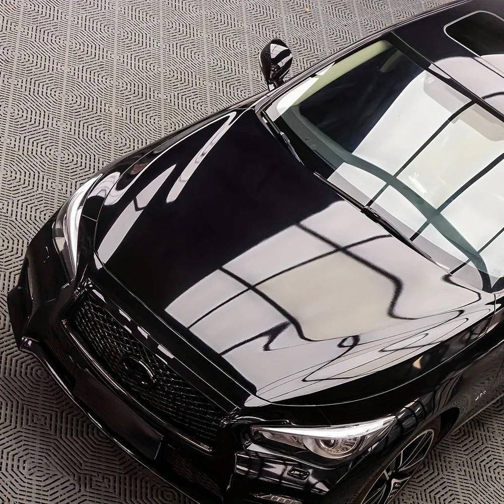 Smooth black car film, thin sheet adhesive film with bubble-free air release stickers, suitable for outdoor decoration of cars Qme