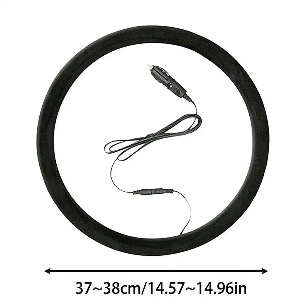 12V Universal Car Steering Wheel Heater Cover Quick Warm in 3 Mins Anti-Slip Heated Cover for Winter for Driving Comfort Qme Black