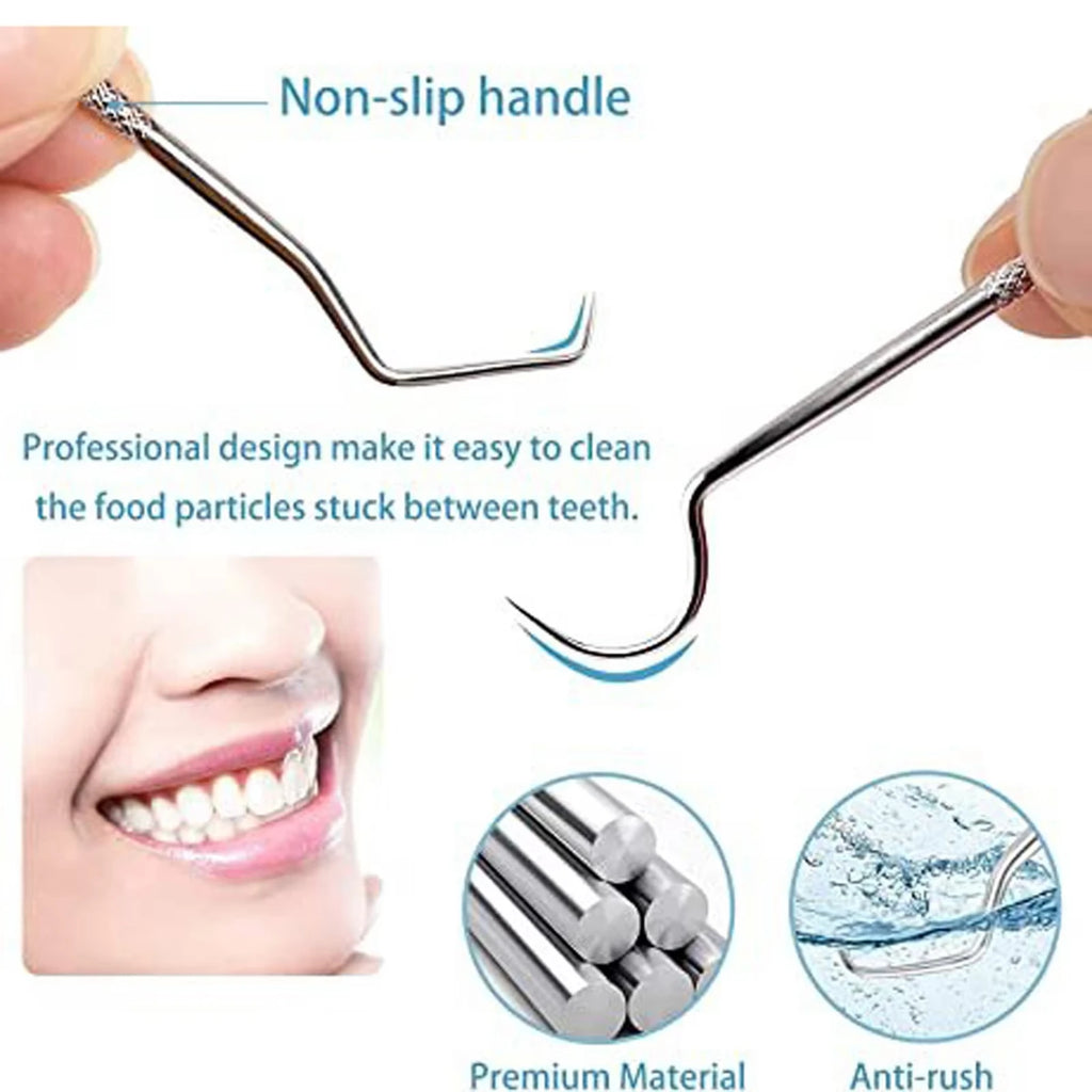 Stainless Steel Toothpick Reusable Toothpicks Tooth Flossing Tartar Qme