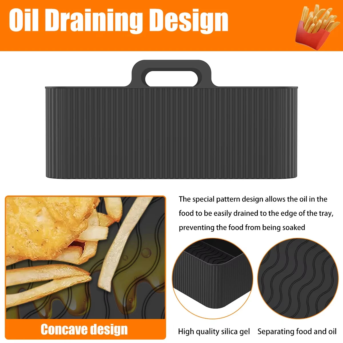 2Pcs Air Fryer Silicone Pot Air Fryer Liner Heat Resistant Air Fryer Silicone Basket Rectangle Baking Pan for Oven Microwave Qme